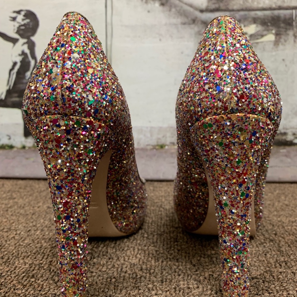 Miu Miu Rainbow Glitter Pointed-toe Pumps - Picture 4 of 9